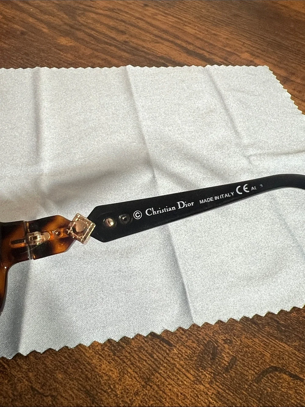 Dior Tortoiseshell and Black Sunglasses with Gold Accent